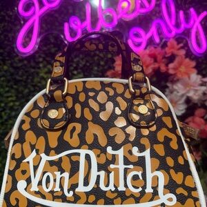 Von Dutch Tan and Black Satchel